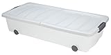 Spetebo Unterbettkommode mit Rollen - 80 x 40 x 17 cm / 40 Liter - Farbe: weiß - Aufbewahrungsbox Betten Box