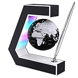 Schwebender Globus mit LED Leuchten Schwebender Globus mit Magnetschwebebahn und Stift, tragbar zum Schreiben auf dem Schreibtisch, Weltkarte für die Schreibtischdekoration