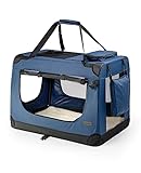 lionto Hundetransportbox faltbar für Reise & Auto, 101x69x70 cm, stabile Transportbox mit Tragegriffen & Decke für Katzen & Hunde bis 25 kg, robuste Hundebox aus Stoff für klein & groß, dunkelblau